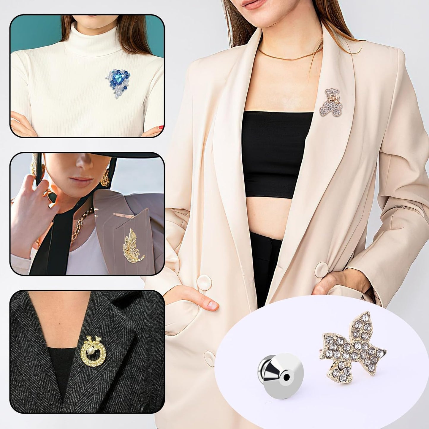 DECYOOL 200PCS Metal Locking Pin Backs, Pin Keepers Clasp Pin Backs Locking Buckles for Brooch DIY Crafts Badges Enamel Lapel Needles Pin Lock