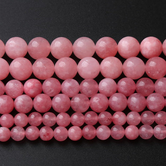 36pcs 10mm Natural Rose Pink Chalcedony Stone Round Loose Beads for Jewelry Making DIY Bracelets Necklaces Crystal Energy Healing Stone Beads 15" (10mm, Rose Pink Chalcedony)