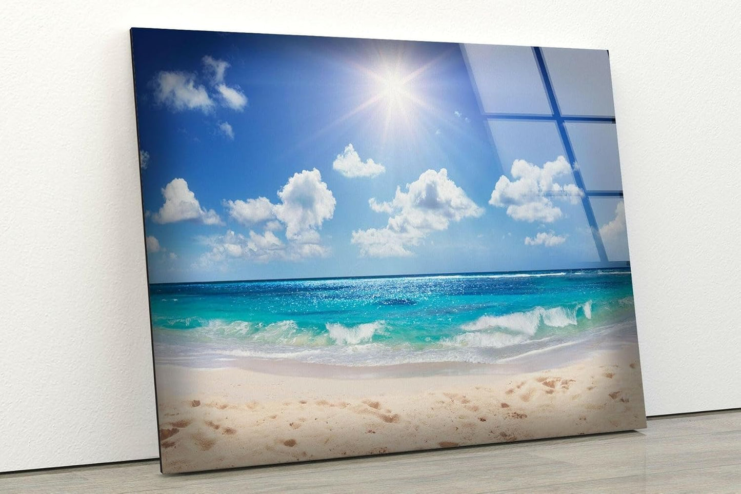 My Photostation.com 35.5Wx30H'' Summer Beach Landscape Glass Wall ArtTempered Glass Printing Wall Decor Large Wall Art Wall Hangings