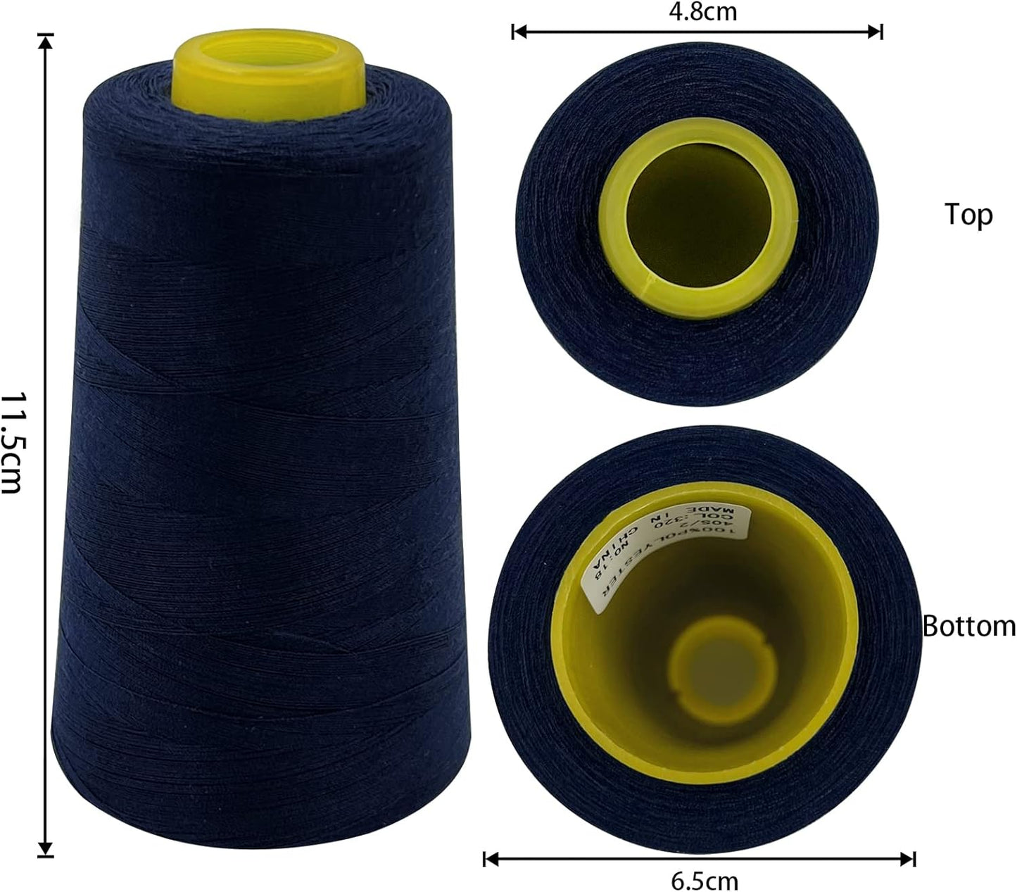 Tortoise 4 Cones of 3000 Yards Each Spool Thread for All Purpose, Serger, Overlock, Quilting, Sewing Machine - 40S/2 Navy Blue 100% Polyester