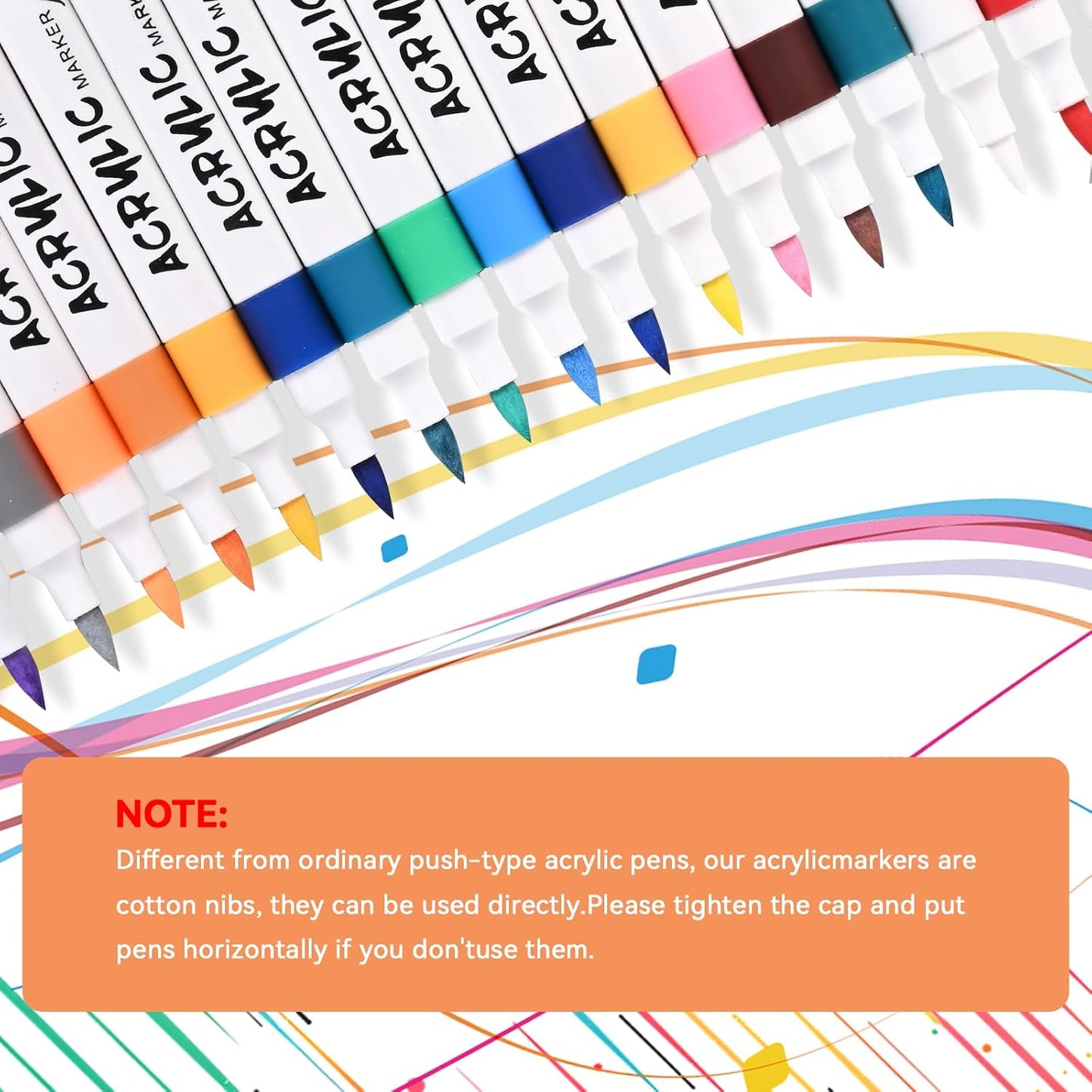 48 Color Acrylic Paint Markers - Premium Brush Tip Paint Acrylic Pens for Artists & DIY Crafters - Vibrant, Long-Lasting Markers for Rock, Ceramic, Wood, Canvas, Glass, Plastic, Calligraphy & Crafts