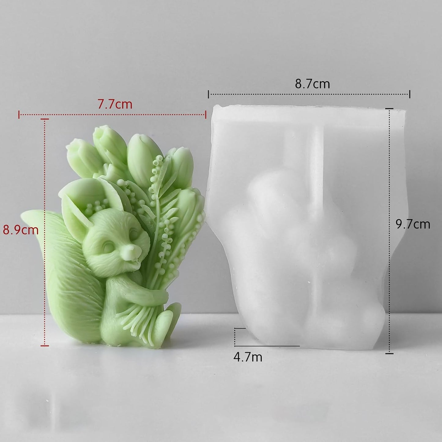Squirrel Tulip Candle Resin Mold - Resin Casting Silicone Molds for Home Decor & Candle Making Wave Spiral Mold
