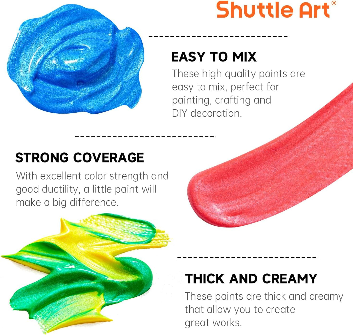 Shuttle Art Color Change Acrylic Paint Set, 16 Colors Chameleon Colors Acrylic Paint in Bottles (60ml/2oz), Non-Toxic for Artists, Beginners and Kids on Rocks, Crafts, Canvas, Wood, Fabric, Ceramic