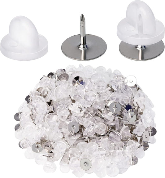 400pcs PVC Rubber Pin Backs Heliltd Butterfly Clutch Pins Tie Tacks Blank Pins for Uniform Badges Backing Holder Clasp Lapel Pin Enamel Pins(200 Sets, Clear)