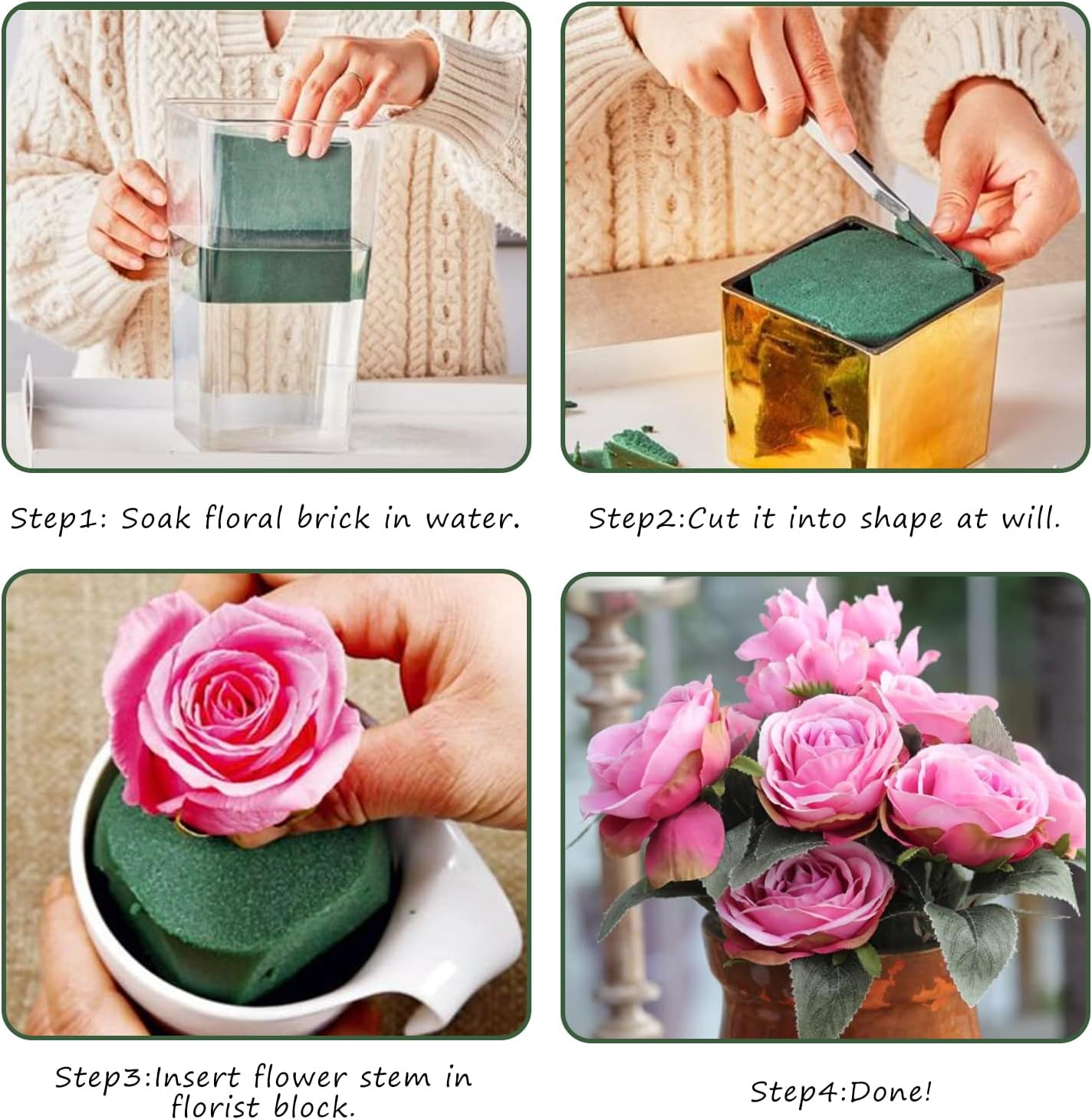 FOIMAS 5pcs Floral Foam Bricks,Green Florist Block for Fresh Artificial Flower Arrangement Craft Supply Wedding
