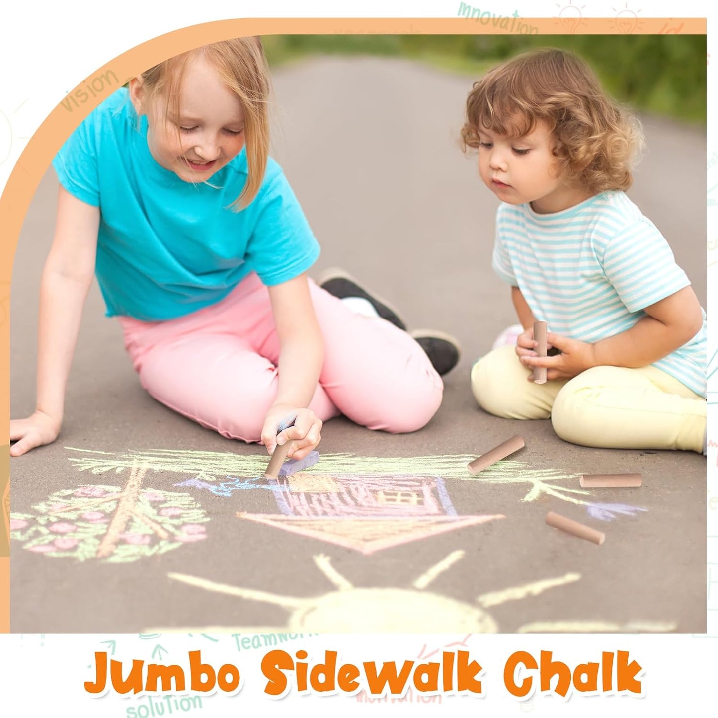 25 Pcs Sidewalk Chalks for Kids Non Toxic Jumbo Chalk for Party Gift Outdoor Art Classroom Play Painting (Orange)