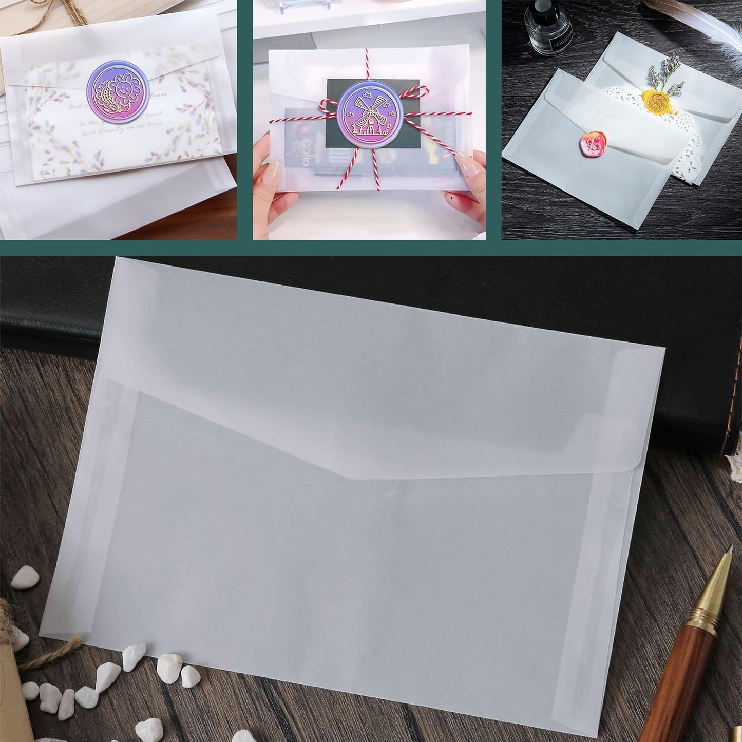 Wax Seal Kit with 24 Colors Wax Seal Beads 600pcs, 6PCS Wax Seal Stamps, Electric Sealing Wax Warmer, Envelopes and Wax Seal Metallic Pen for Gift and Decoration (Cartoon)
