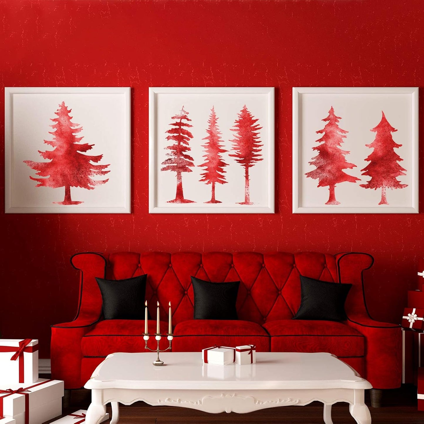 8 Pieces Pine Tree Stencils Art Painting Templates Stencils for Painting on Wood Winter Holiday DIY Wall Floor Decor Supplies (6 x 6 Inch)