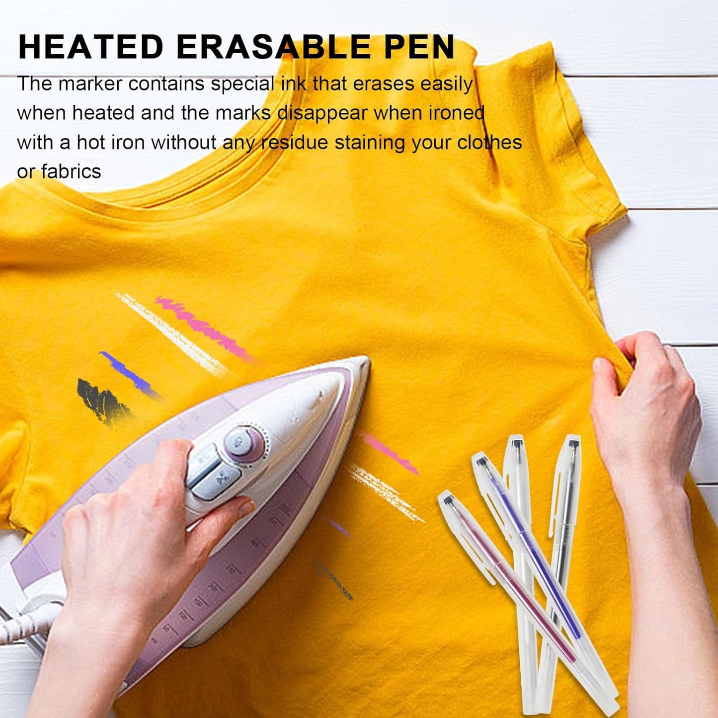 20 Pcs Heat Erasable Pens for Fabric 4 Colors Heat Erasable Fabric Marking Pens for Sewing Quilting Embroidery Dressmaking