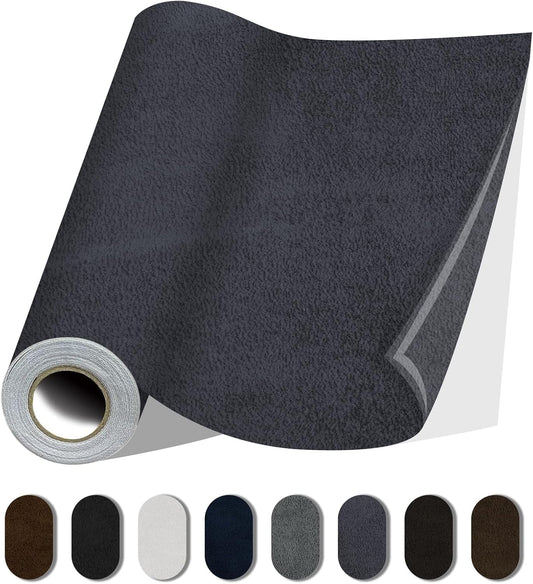 Fabric Repair Patches, 35X79 Inch Self-Adhesive Suede Patches Tape Durable, DIY Large Fabric Repair for Sofa, Couches, Furniture, Chair, Clothing （35X79 Inch, Dark Grey）