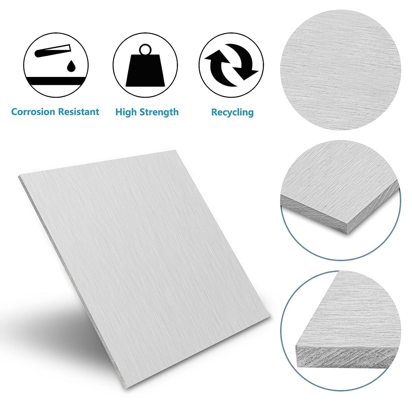 2PCS 6061 Aluminum Sheet Metal, 12" x 16" x 1/8" Thickness Heavy Duty Aluminum Sheets Plates with Protective Film, Rectangle Aluminum Plate Solid Metal Sheet Plate for DIY Projects Base Plate