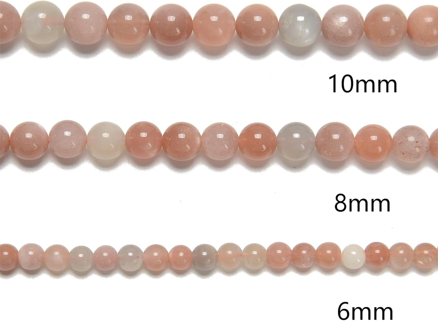 94Pcs (2Pcs/Set) 8mm Multi-Color Peach Moonstone Smooth Round Beads Natural Stone Beads AAA Grade Premium Round Gemstone Genuine Real Stone Loose for DIY Bracelet Jewelry String Making