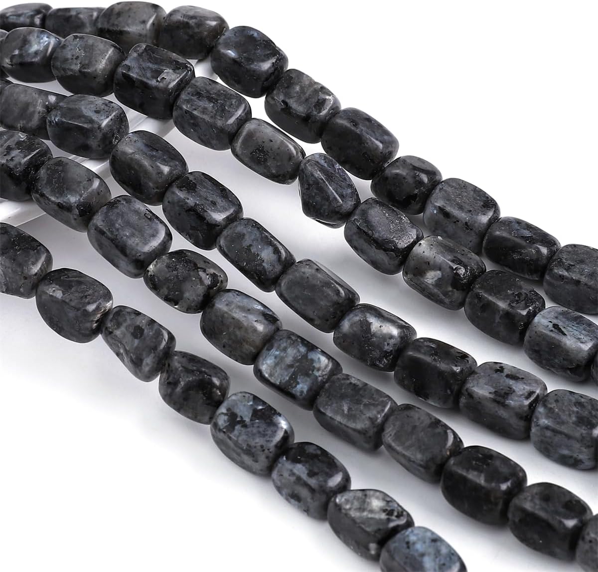 Natural Black Spectrolite Cuboid Stone Loose Semi Gemstone Beads for Jewelry Making 8mmx12mm 38cm/Strand