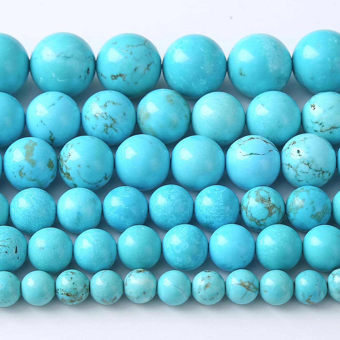 12MM Natural Turquoise Gemstone Beads Blue Stone Round Loose Beads for Jewelry Making Bracelet 32pcs 1 Strands 15"