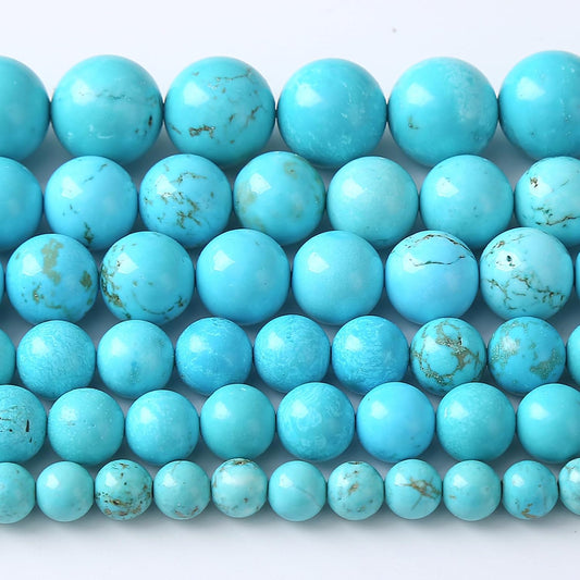 12MM Natural Turquoise Gemstone Beads Blue Stone Round Loose Beads for Jewelry Making Bracelet 32pcs 1 Strands 15"