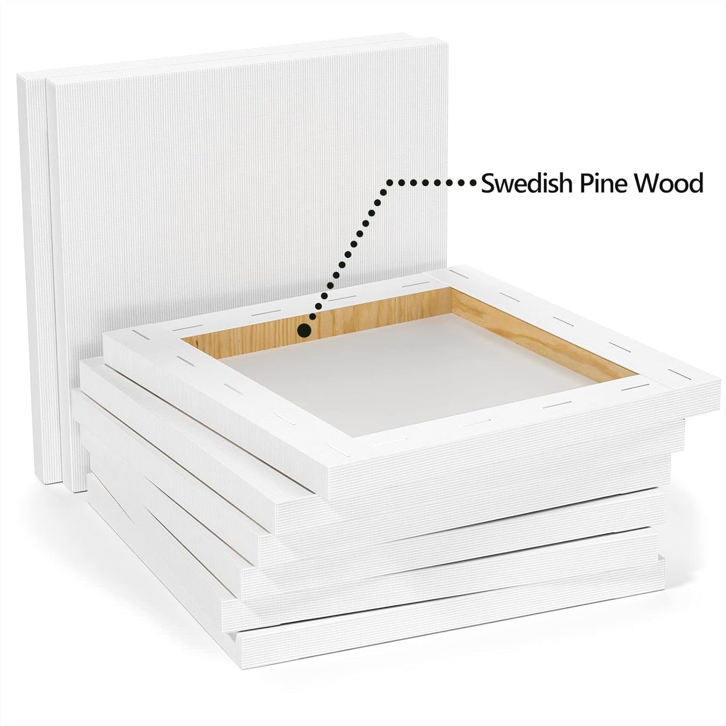 GOTIDEAL Stretched Canvases for Painting, 12x12" Inch Set of 7, Primed White - 100% Cotton Blank Art Square Canvas Boards for Painting for Acrylic Pouring, Oil Paint Dry & Wet Art Media