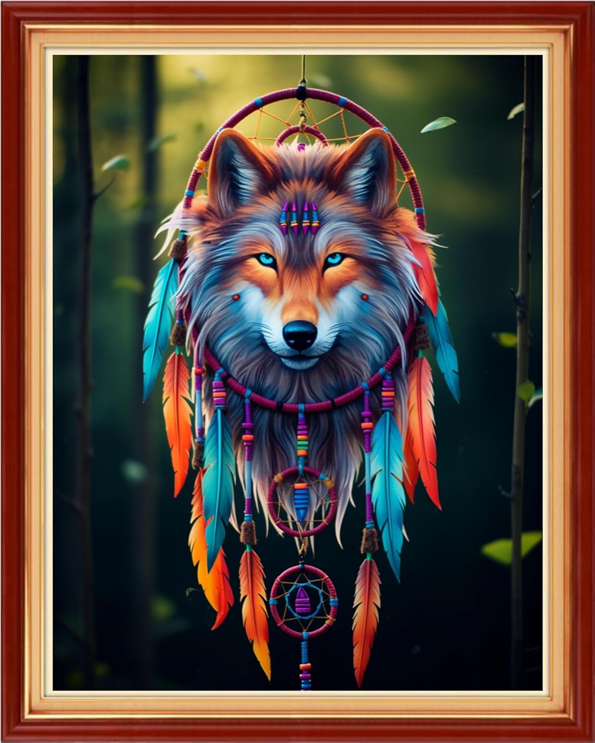 Dooxvey Cross Stitch Kit for Adult Beginners - Full Range of Stamped Kits, 11CT Cross Stitch Patterns - Wolf Wind Chime 16x20 inch