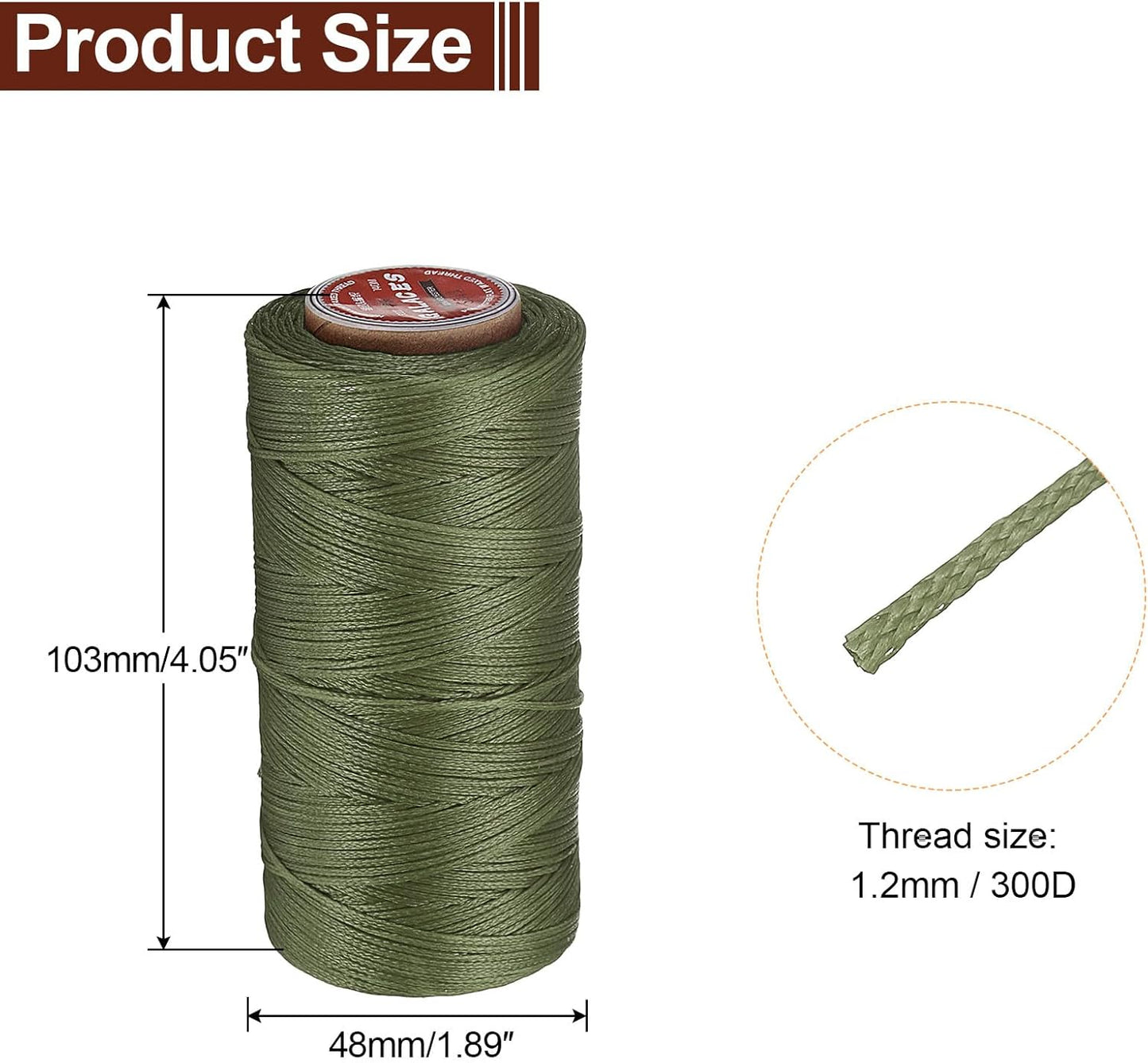 uxcell Flat Leather Sewing Waxed Thread, 140m / 153 Yards Polyester Wax String, 300D Wax Stitching Cord for Leather Crafts, Bookbinding, Bracelets Braided, Grass Green