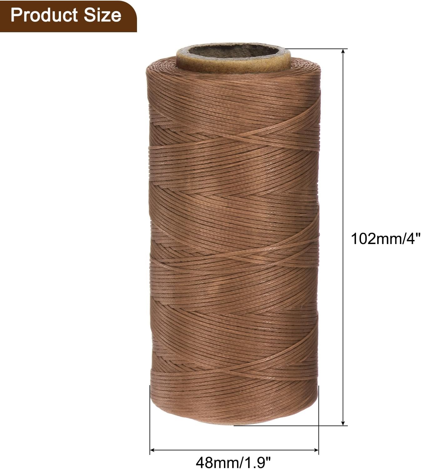uxcell Leather Sewing Waxed Thread, 284 Yards / 260m 0.8mm 150D Flat Polyester All-Purpose Threads for Leather Crafts, Bookbinding, Brown
