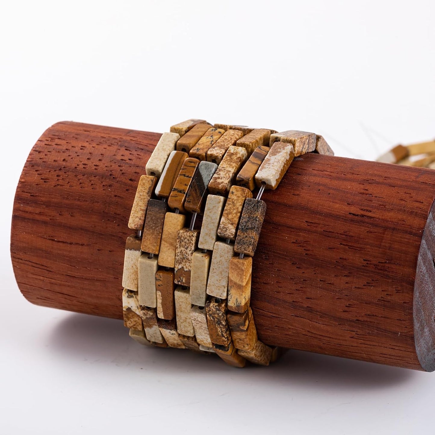 Natural Blown Picture Stone Rectangle Tube Beads 4x13mm 38cm/str Loose Semi Gemstone Stone Beads for Making Bracelets Necklace Earrings