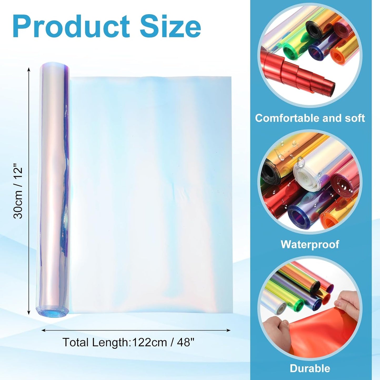 MECCANIXITY Holographic Clear PVC Vinyl Film Holographic PVC Fabric Waterproof Dichroic Film 12 x 48 Inch for Handbags Bows Earrings DIY Craft,Holographic Orange