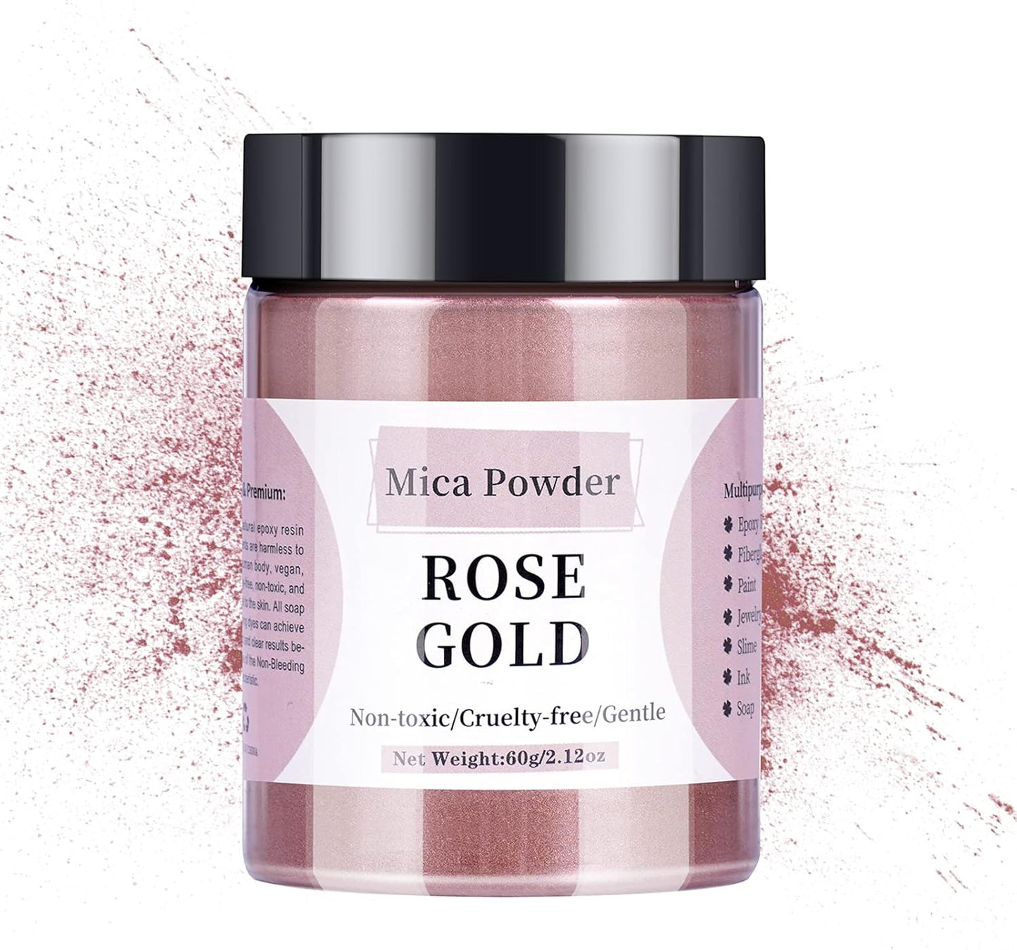 Rose Gold Mica Powder - 60g Mica Powder for Epoxy Resin - Pearl Pigment Powder Dye for Resin/Eye Shadow/Soap Making/Nails/Bath Bombs etc.