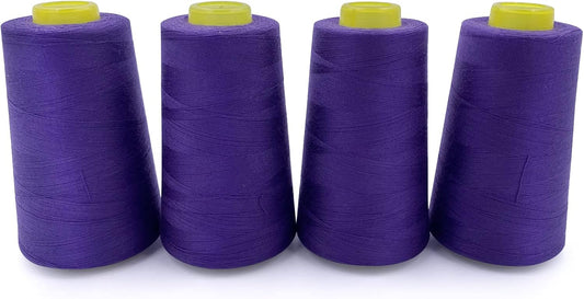 Tortoise 4 Cones of 3000 Yards Each Spool Thread for All Purpose, Serger, Overlock, Quilting, Sewing Machine - 100% Polyester - 40S/2 Purple