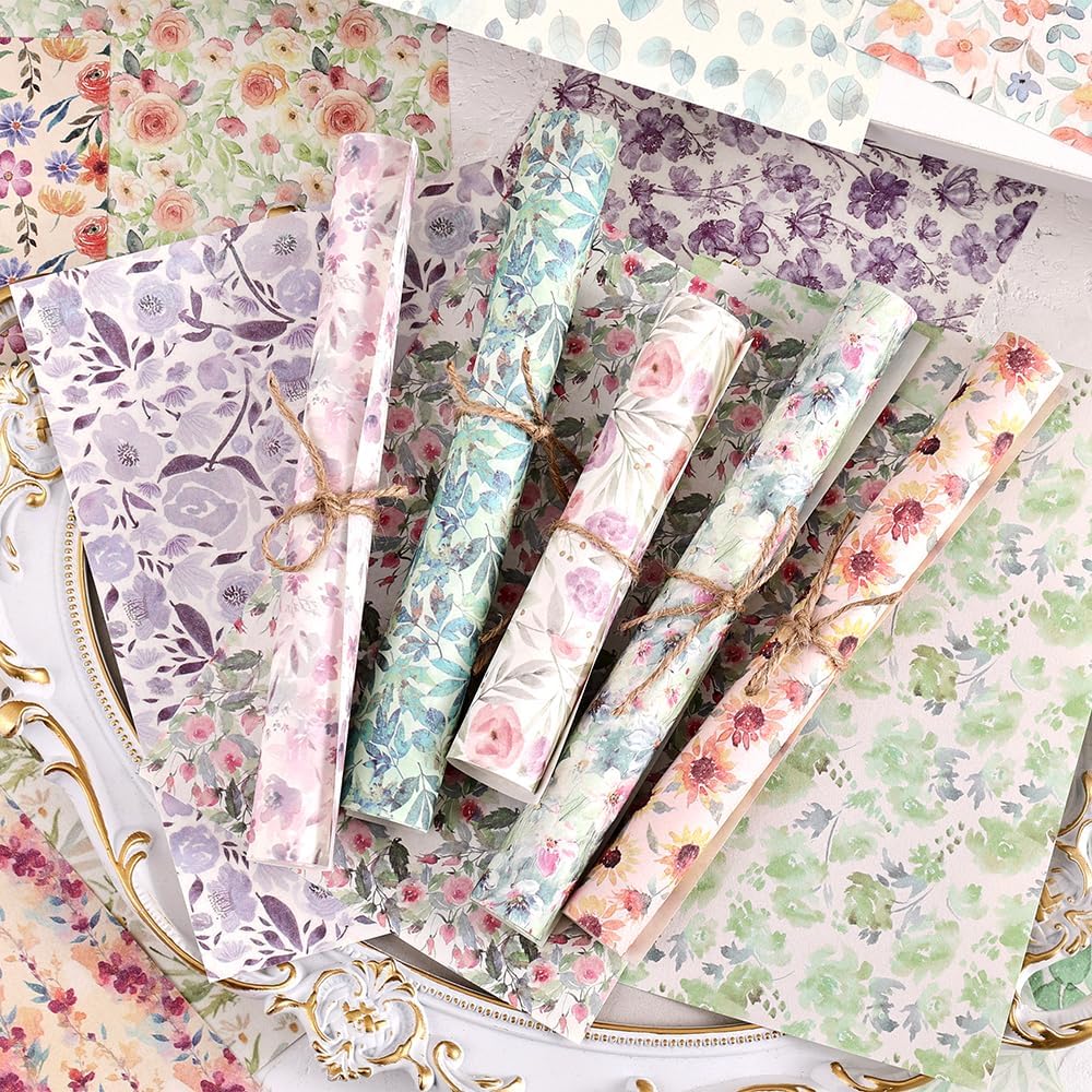 160 Sheets of Pink Flower Scrapbook Paper, journaling Scrapbook Supplies Craft Collage Paper Set, Junk Journal Bullet Journal Poster Room Decor for Card Making Decorative Gifts