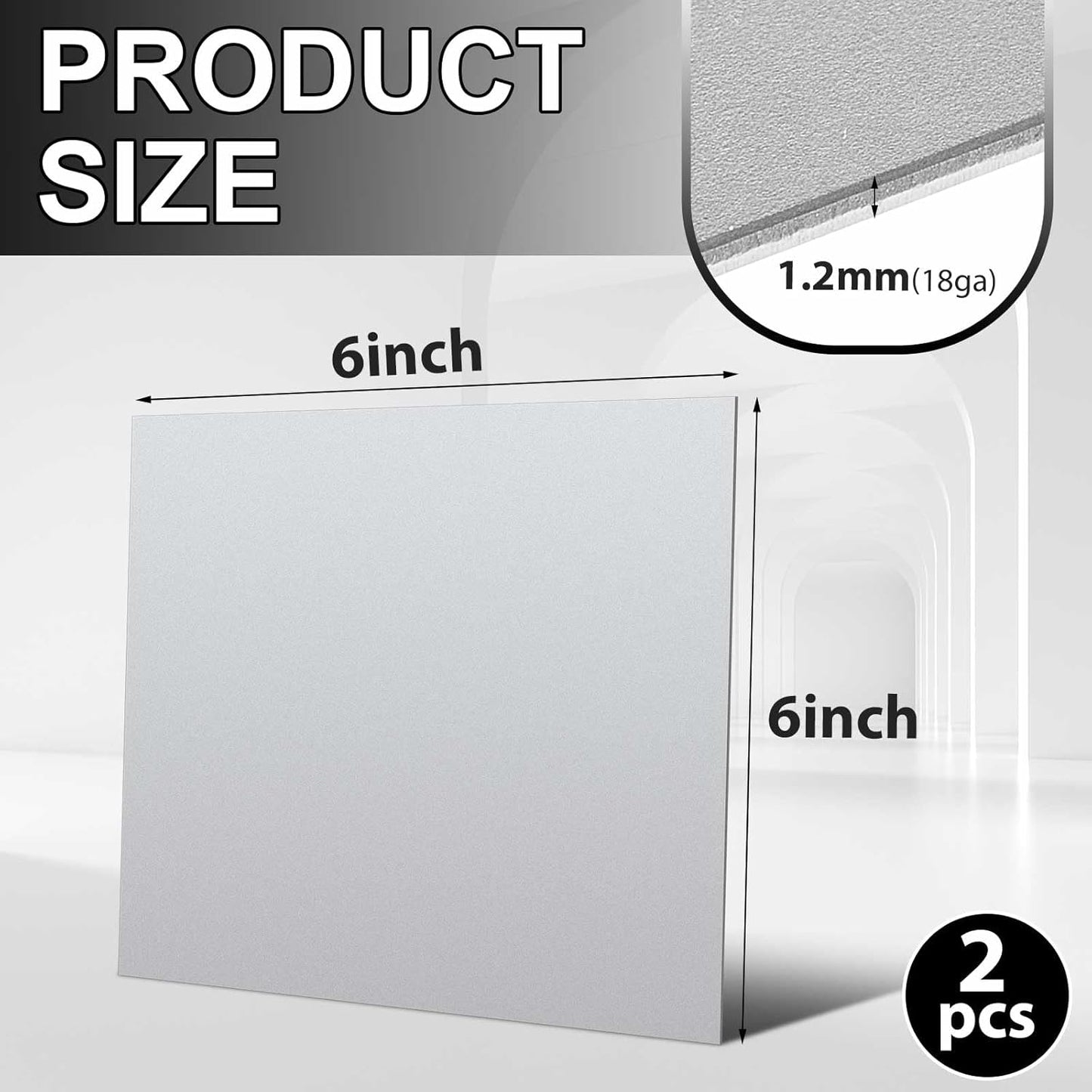 Hicarer 2 Pcs Mild Steel Sheet Cold Rolled 18 Gauge Metal Plate Weldable Metal Sheets for Professional Industrial DIY Use, Clean Surface Easy to Weld (6'' X 6'')