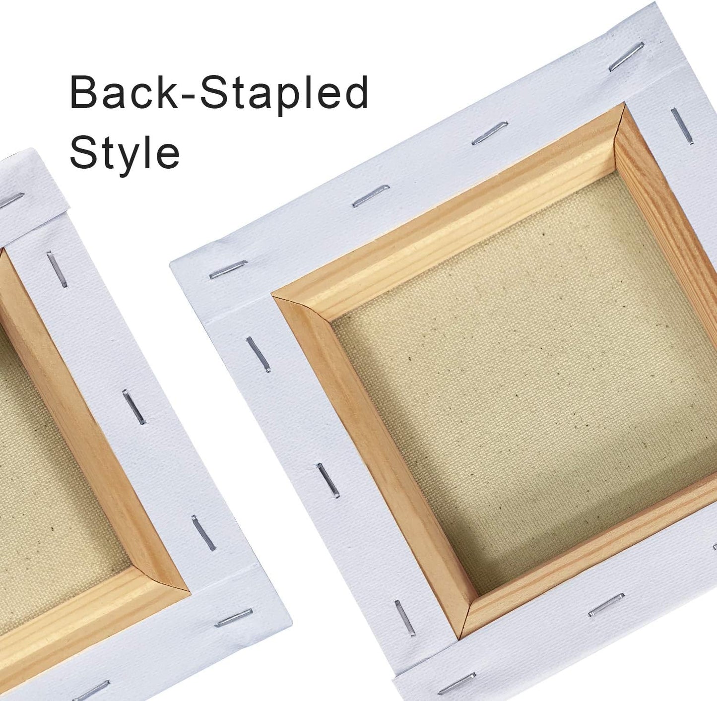 PHOENIX Small Stretched Canvas for Painting 5x5 Inch/8 Value Pack, 8 Oz Triple Primed 5/8 Inch Profile 100% Cotton White Blank Canvas, Square Framed Canvas for Oil Acrylic & Pouring Art