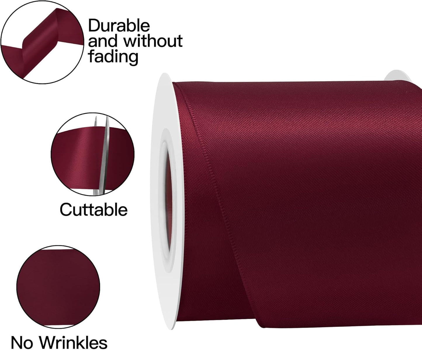 Wine Satin Ribbon 3 Inch X 15 Yards Solid Color Double Faced Ribbons Perfect for Crafts Wedding Decor Bow Making Arts Sewing and More