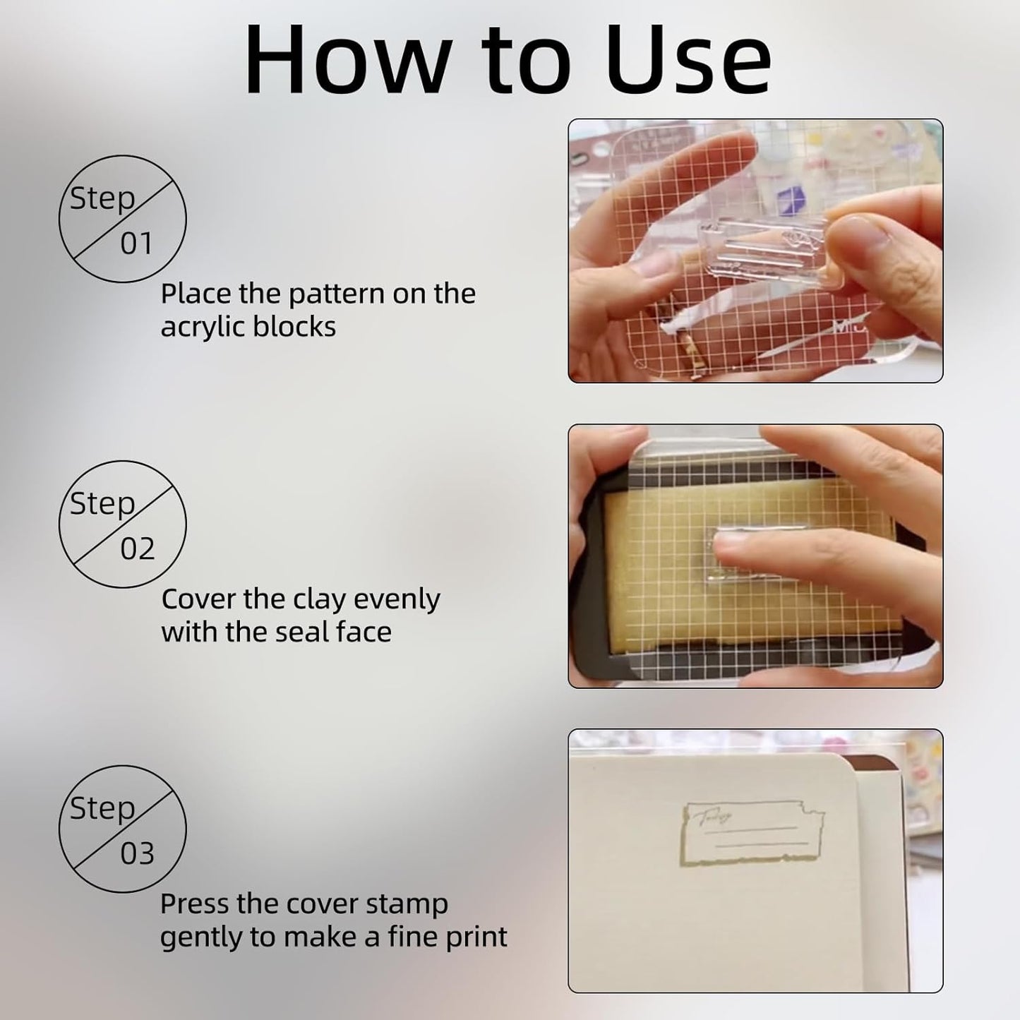 6PCS Acrylic Stamping Block, Clear Acrylic Block for Stamping, Stamp Block Decorative Stamp Block for DIY Craft, Stamping Block Scrapbooking Craft Making, Clear Stamping Blocks Tool