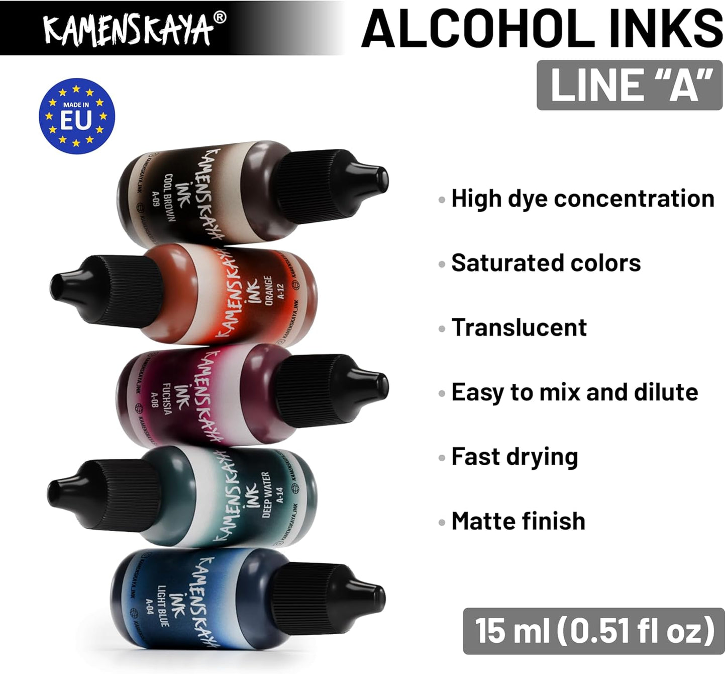Alcohol Ink Set #17: Matched Color Combination of Alcohol Inks, 4 pcs. 0.51 fl oz (15 ml) Each