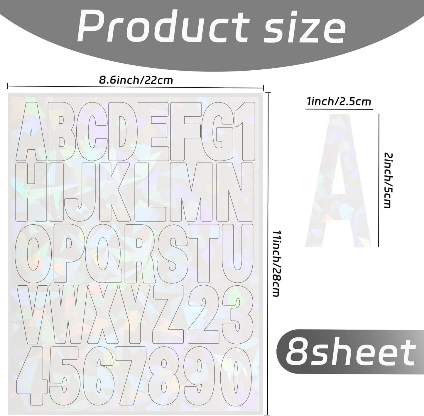 Starboling Letter Stickers,2 inch 8 Sheets White Alphabet Sticker,Self Adhesive Vinyl Letter Stickers Mailbox Numbers,for Arts Crafts Outdoor Sign Poster Mailbox Sign Doors Mailboxes Car Truck