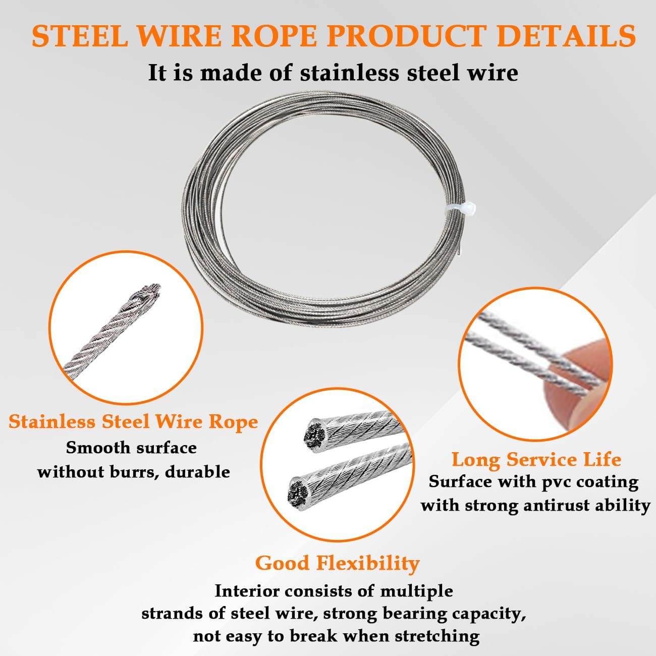 SDTC Tech Picture Wire Hanging Kit Supports Up to 40lbs with D-Rings, Wall Hanging Hooks, 50ft Stainless Steel Wire Rope, Level, Aluminum Crimping Loop Sleeve & Screws for Painting Photo Mirror Frame