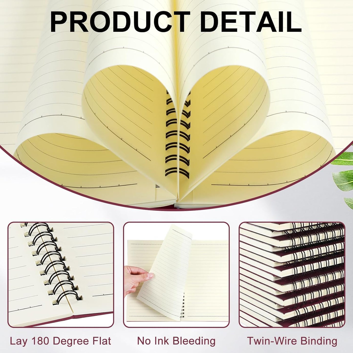 Yahenda 18 Pcs Spiral Notebook Bulk A5 Journal Lined 8.3'' x 5.5'' Writing Composition Paper Small Notepad Subject Notebook for Students Office Business Back to School Supplies (Wine Red)