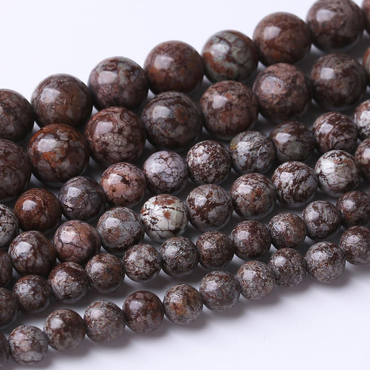 32PCS 12MM Brown Snowflake Stone Beads Energy Healing Beads for DIY Jewelry Bracelet Necklace Making for Jewelry Making 15Inch