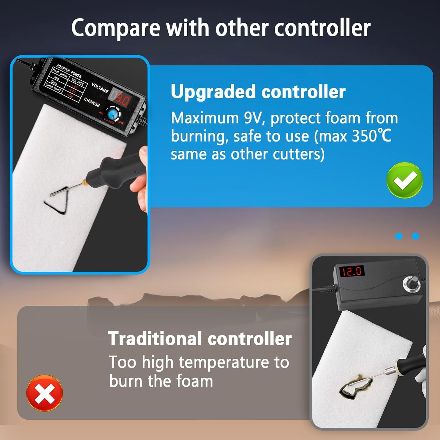 Foam Cutter Tool with Digital Voltage Controller, 100-240V /18W 4 in 1 Hot Foam Cutter Set with Marker Pen