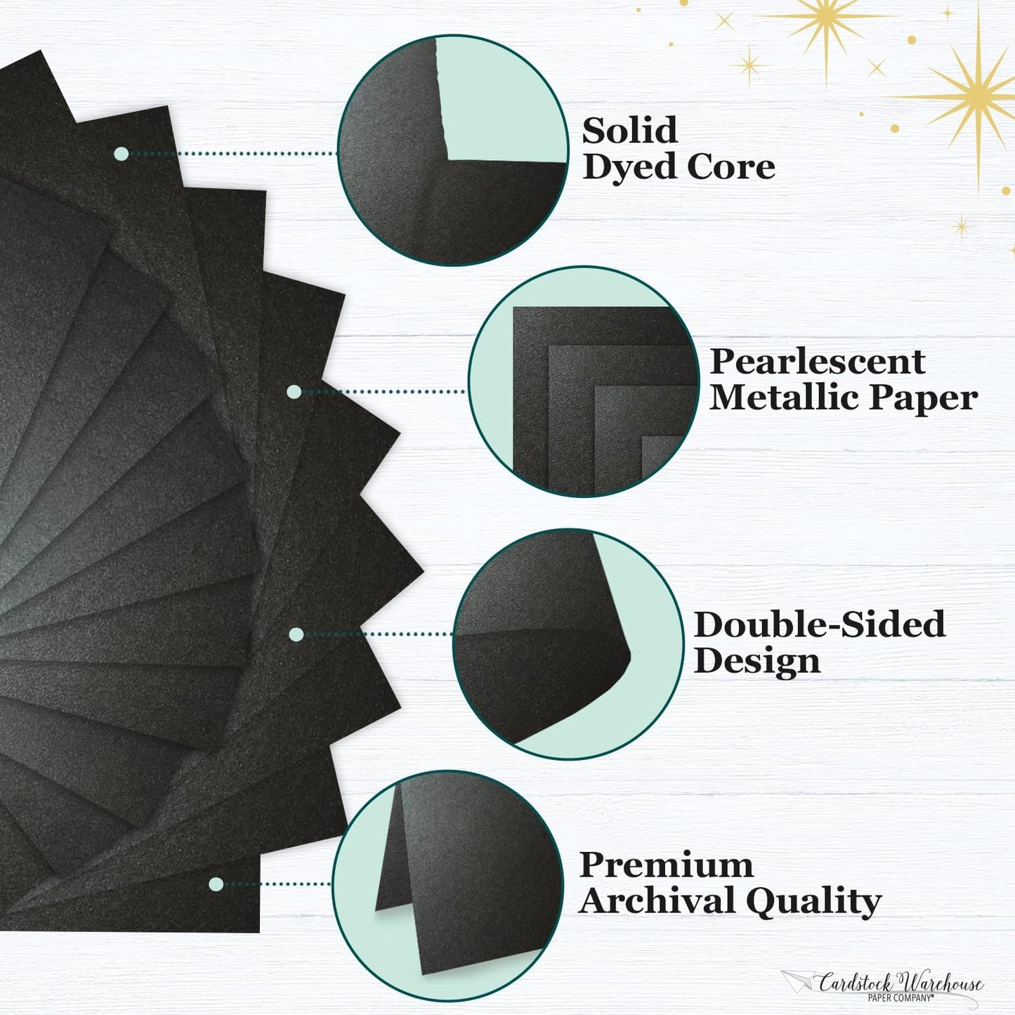 Cardstock Warehouse Stardream Onyx Black Cardstock Paper - 25 Sheets, 8.5 x 11" – 105 lb / 284 GSM Premium Metallic Black Card Stock for High-end Printing, Card Making, Die-cutting & DIY Projects