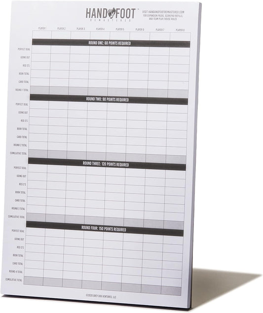 Hand & Foot Remastered Scorepad - 120 Pages for Up to 8 Players - Double-Sided Scoring Sheets