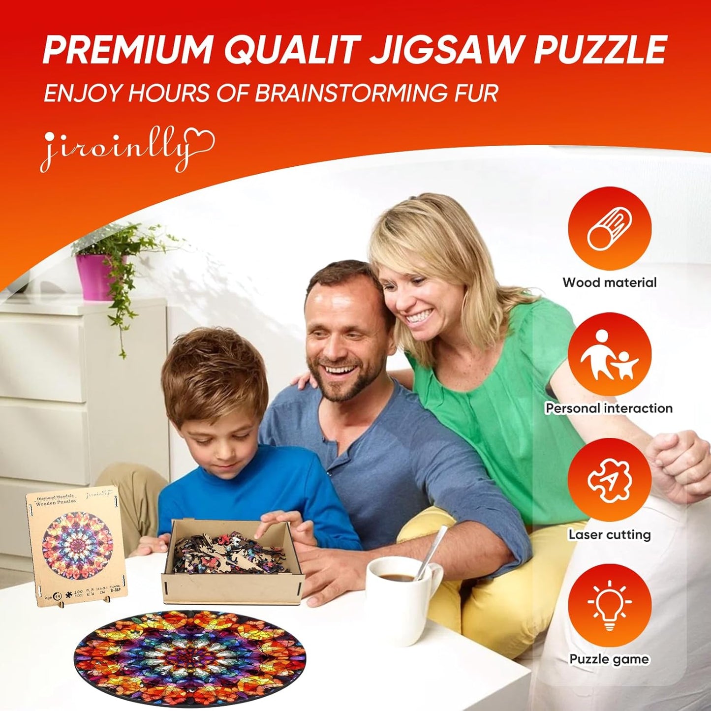 Puzzles for Adults Crystal Mandela Wooden Puzzles, 200 Pieces Unique Shaped Liberty Jigsaw Puzzles, Creative Toys for Adults and Kids, Fun Challenge Family Game 11.2'' x 11.2''