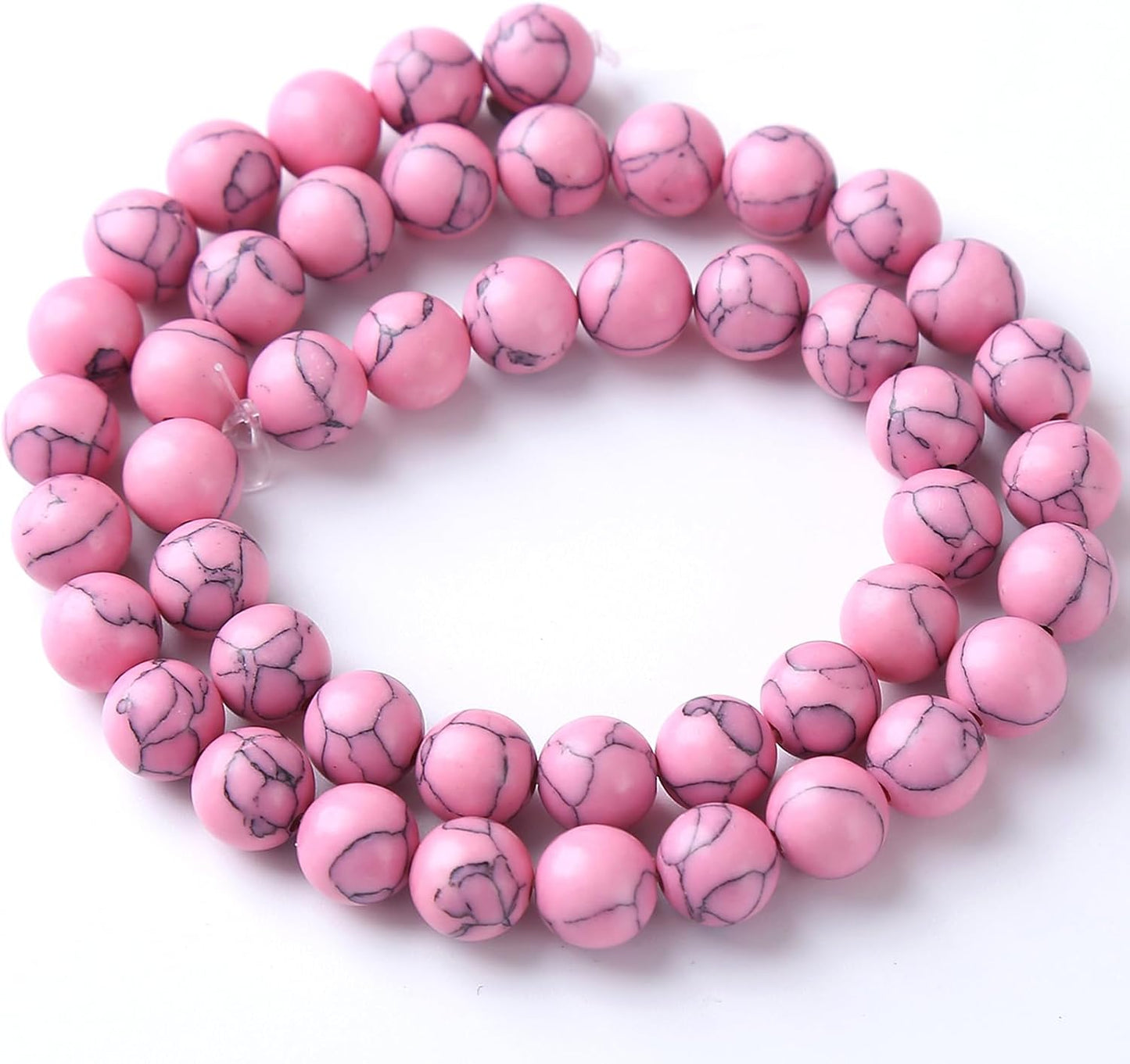 36pcs 10mm Pink Turquoise Beads Natural Stone Round Loose Spacer Beads for Jewelry Making DIY Bracelet Necklace 1 Strand 15inch