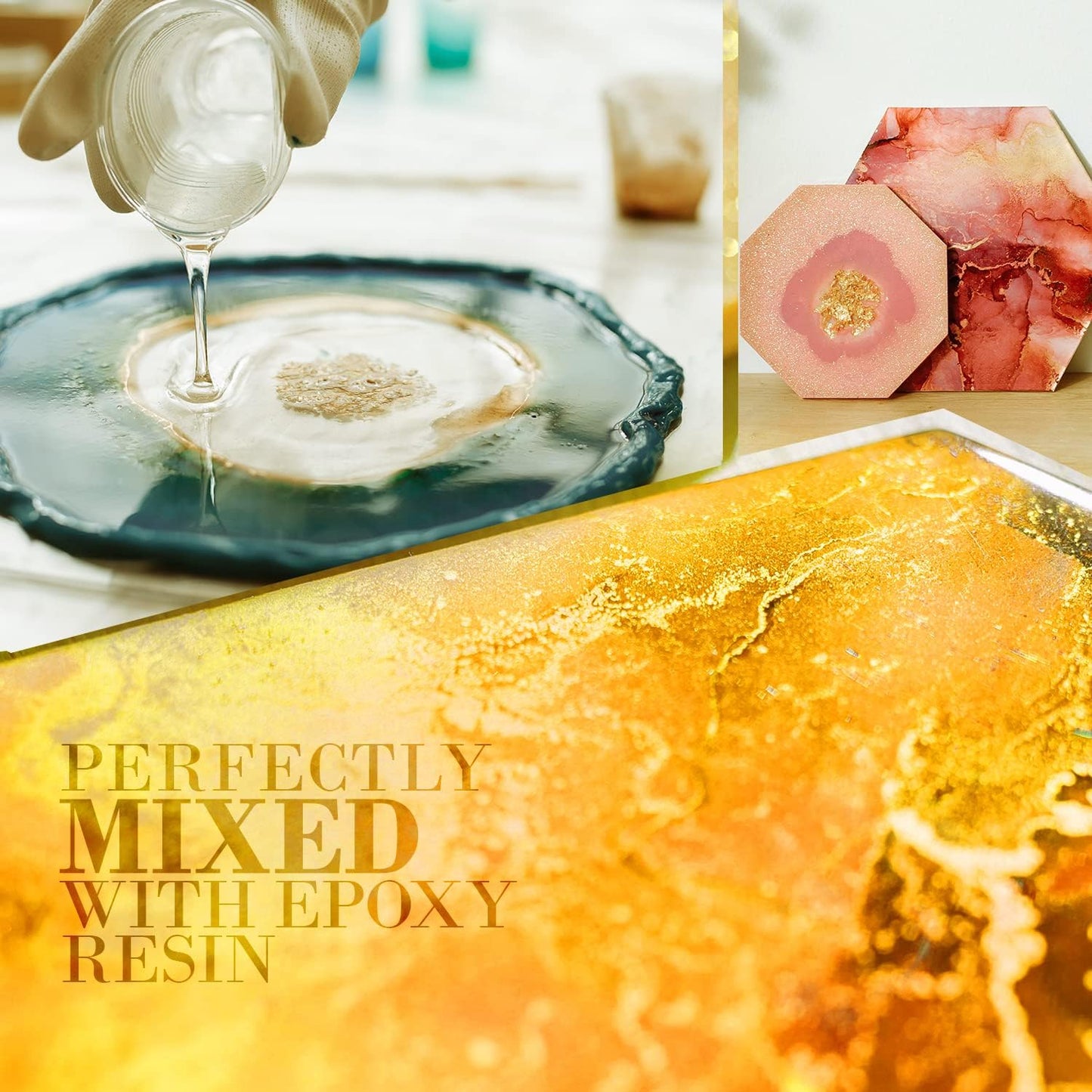 24K Gold Mica Powder Epoxy Resin, 100g/3.5oz Sealed Bag – TECHAROOZ Color Pigment for Lip Gloss, Soap Colorant for Soap Making, Gold Powder for Kintsugi Pottery, Metallic Epoxy, Slime Dye