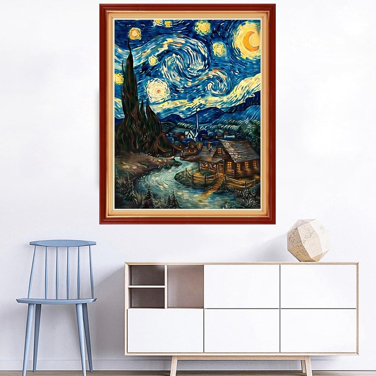 Joyhoor Cross Stitch Kits for Beginners Stamped Cross-Stitch Supplies Needlework preprint Embroidery Kits for Adults DIY Needlepoint Kits Embroidery Patterns 11CT-Van Gogh's Star Home 16x20 inchs