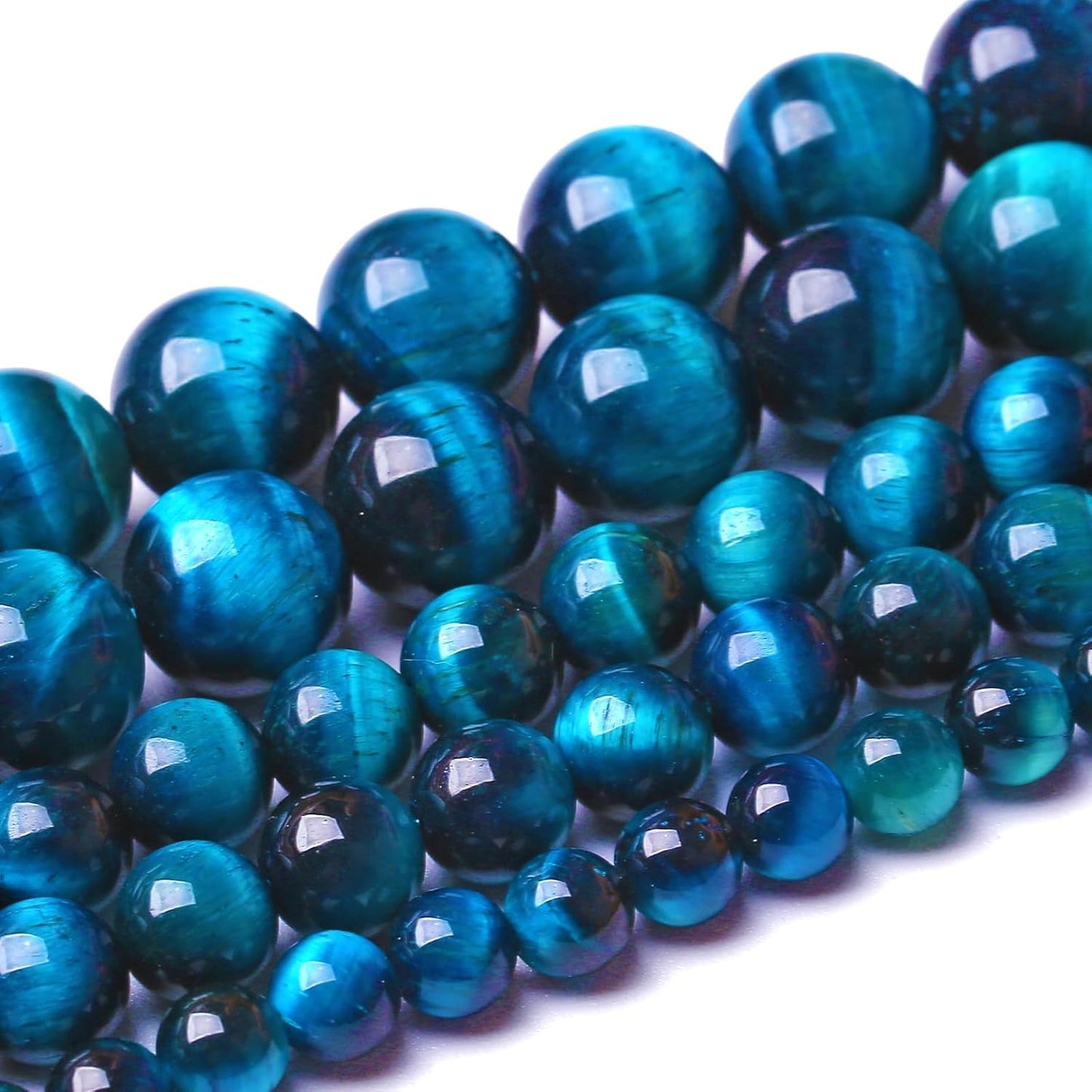 8MM 90pcs Natural Royal Blue Tiger Eye Stone Energy Healing Beads Round Loose Beads for Jewelry Making Bracelet 2 Strands 32"