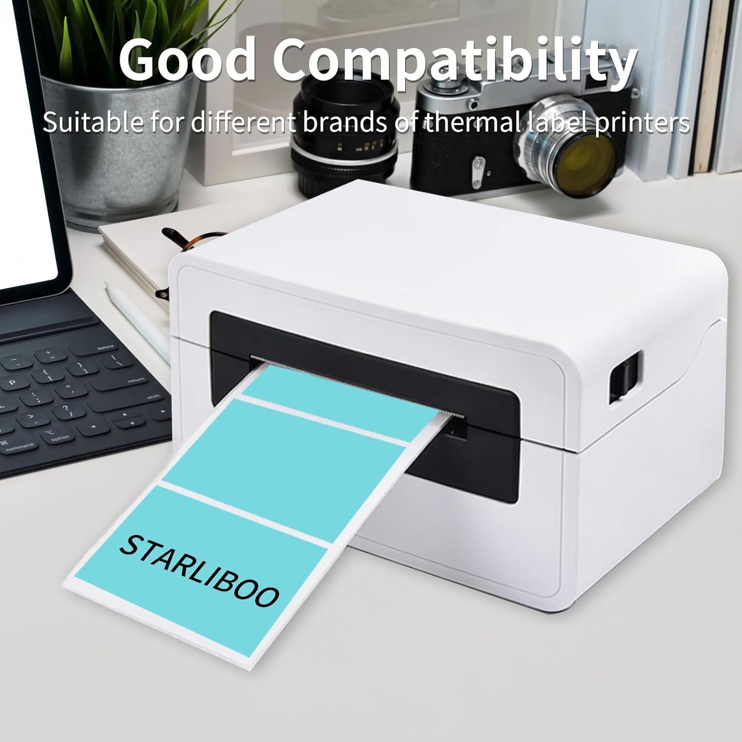 STARLIBOO 3x2 inch Color Direct Thermal Label Stickers for Shipping, Barcode, Address, Compatible with Rollo Label Printer & Zebra Desktop Printers (Lake Blue)