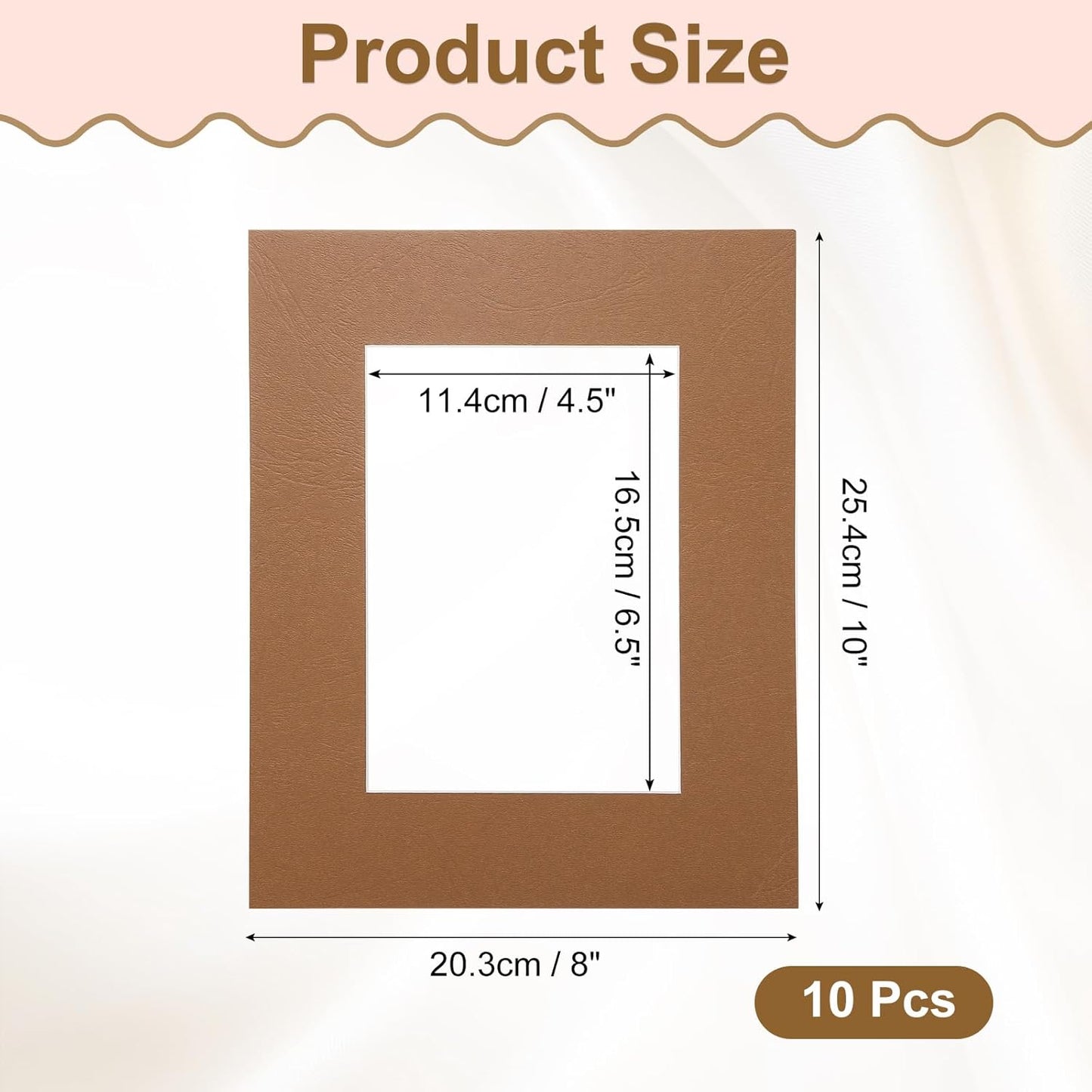 uxcell 10Pcs Picture Mats, 8 x 10 Mat Board Center for 5 x 7 Pictures Acid Free White Core Bevel Cut Frame Mattes for Display Art Measuring, Dark Brown