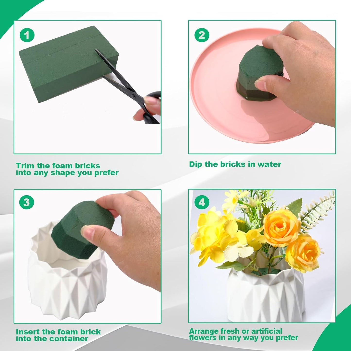 TANEMUDO 36 Packs Floral Foam Blocks Wet & Dry for Flower Arranging,5.5 x 3.1 x 1.8 Inches Floral Styrofoam Blocks Kit for Fresh and Artificial Flowers, Wedding and Home Decor
