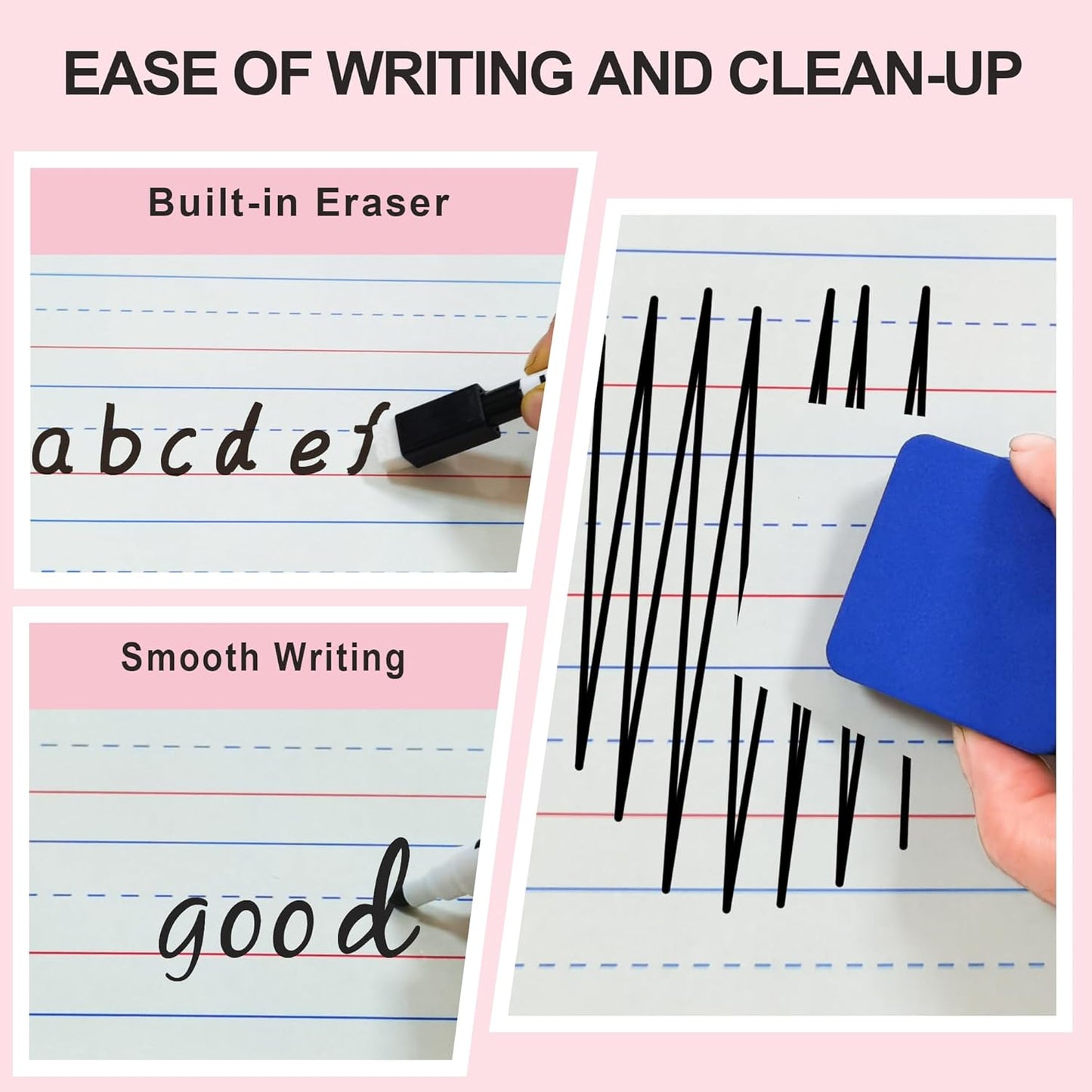 Dry Erase Boards 6 Pack, Double Sided Magnetic Small Whiteboards with Lines for Kids, Students, Teacher & Classroom Pack, Including 52 Pcs Alphabet Letters for Preschool Spelling