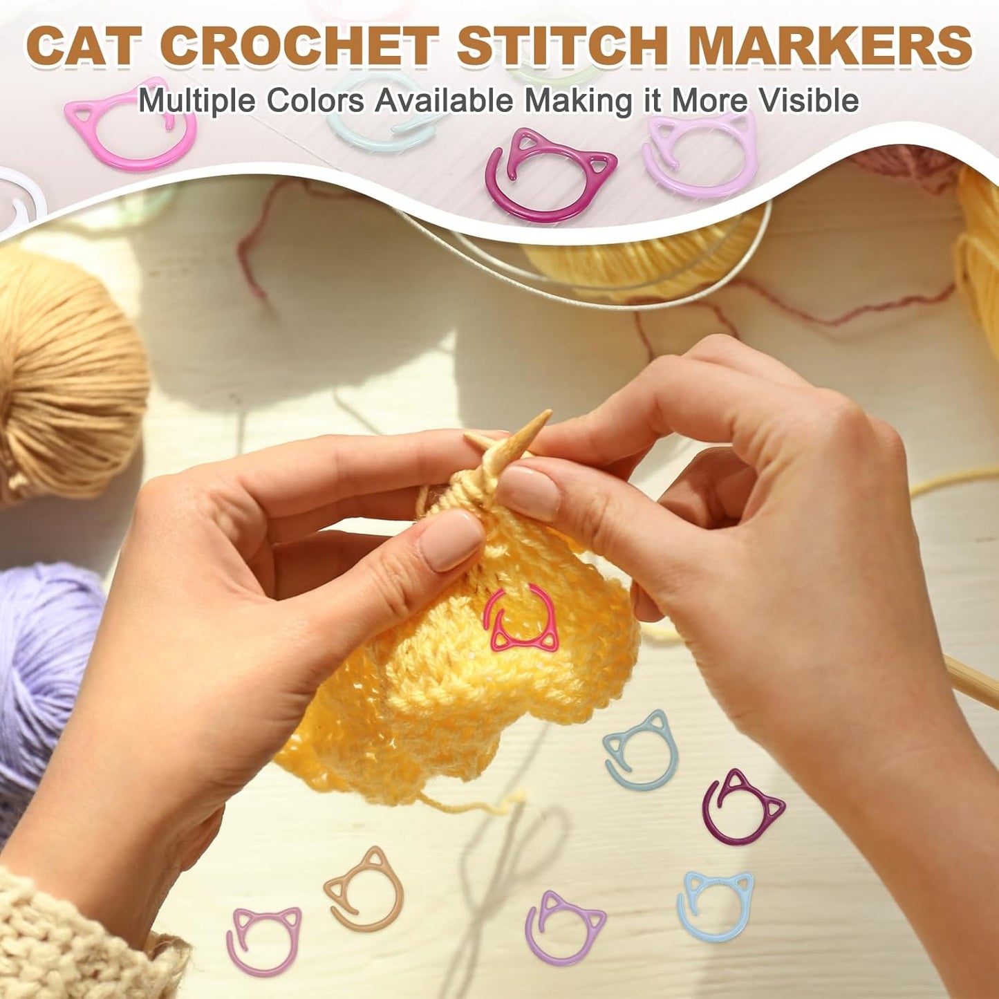 PATIKIL Cat Crochet Stitch Markers, 12 Pack Stitch Marker for Knitting Crocheting Supplies Cute Metal Spiral Knit Clip Ring Counters for Crochet Yarn DIY Crafts, Purple